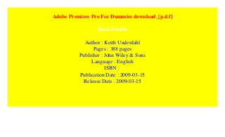 adobe premiere pro for dummies
