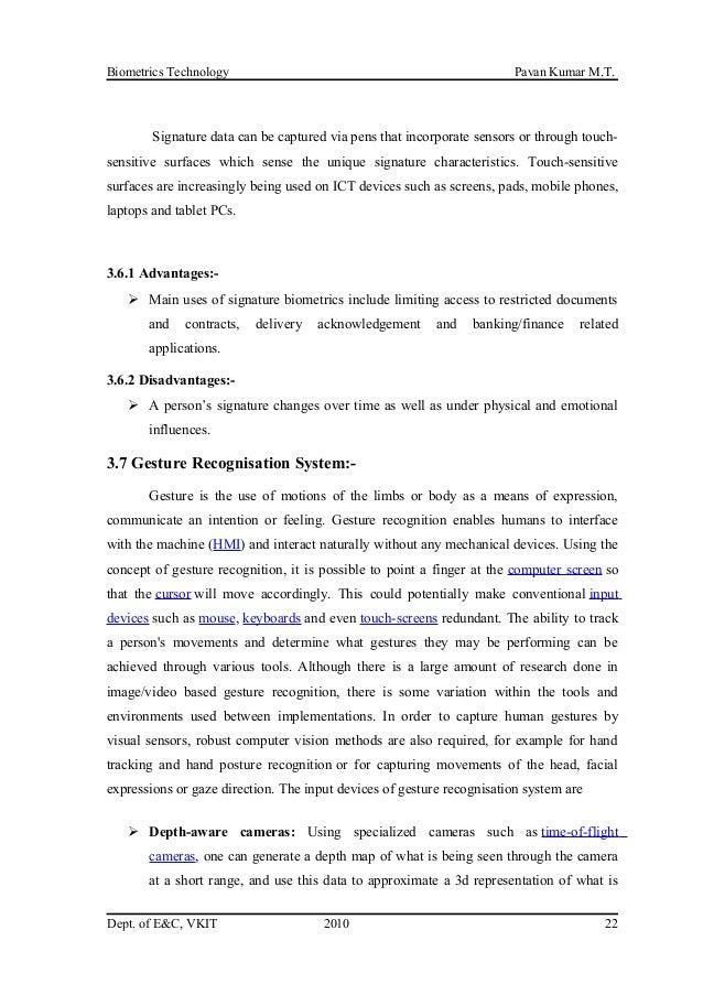Biometrics Technology Seminar Report.