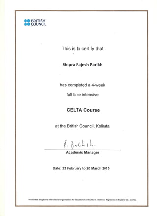 CELTA certificate