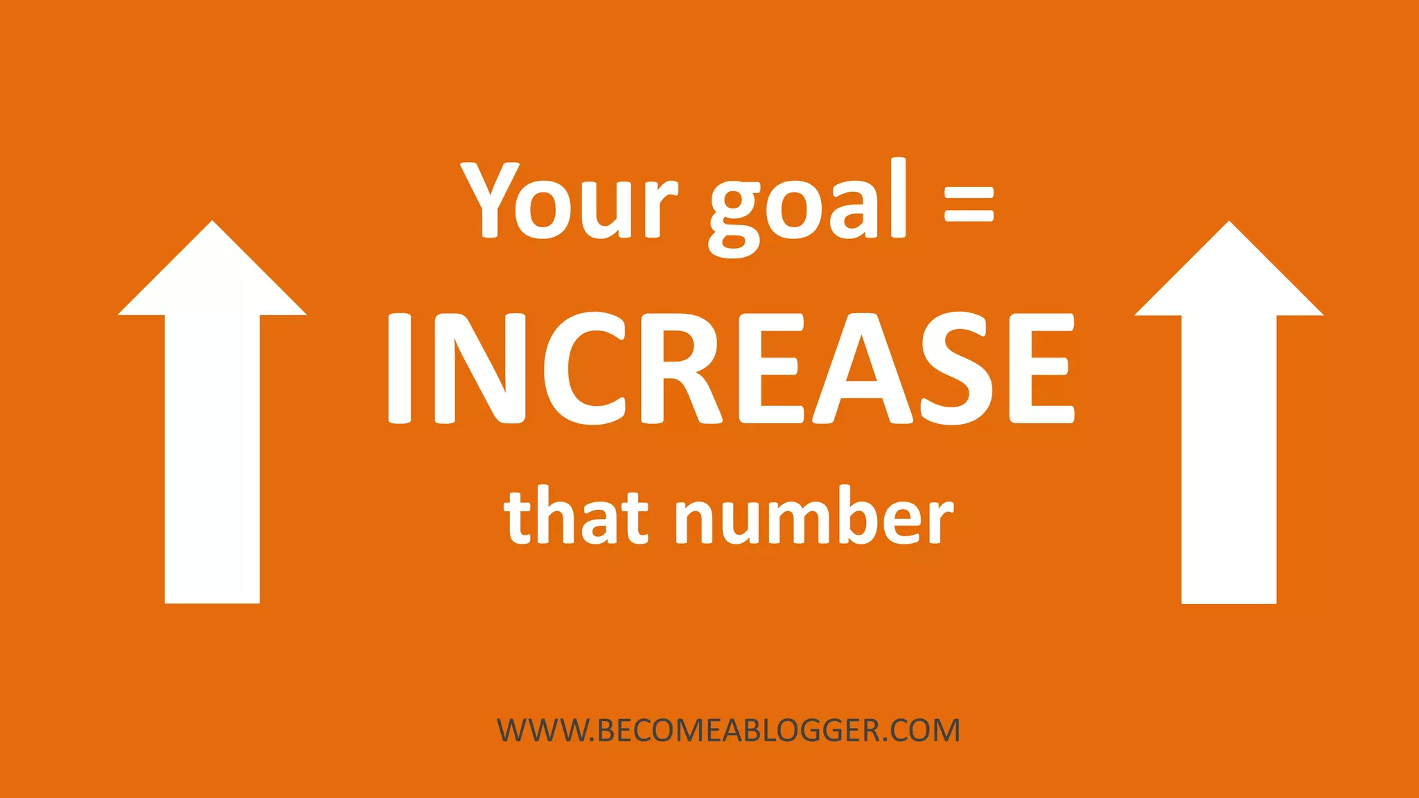 WWW.BECOMEABLOGGER.COM
INCREASE
that number
Your goal =
 