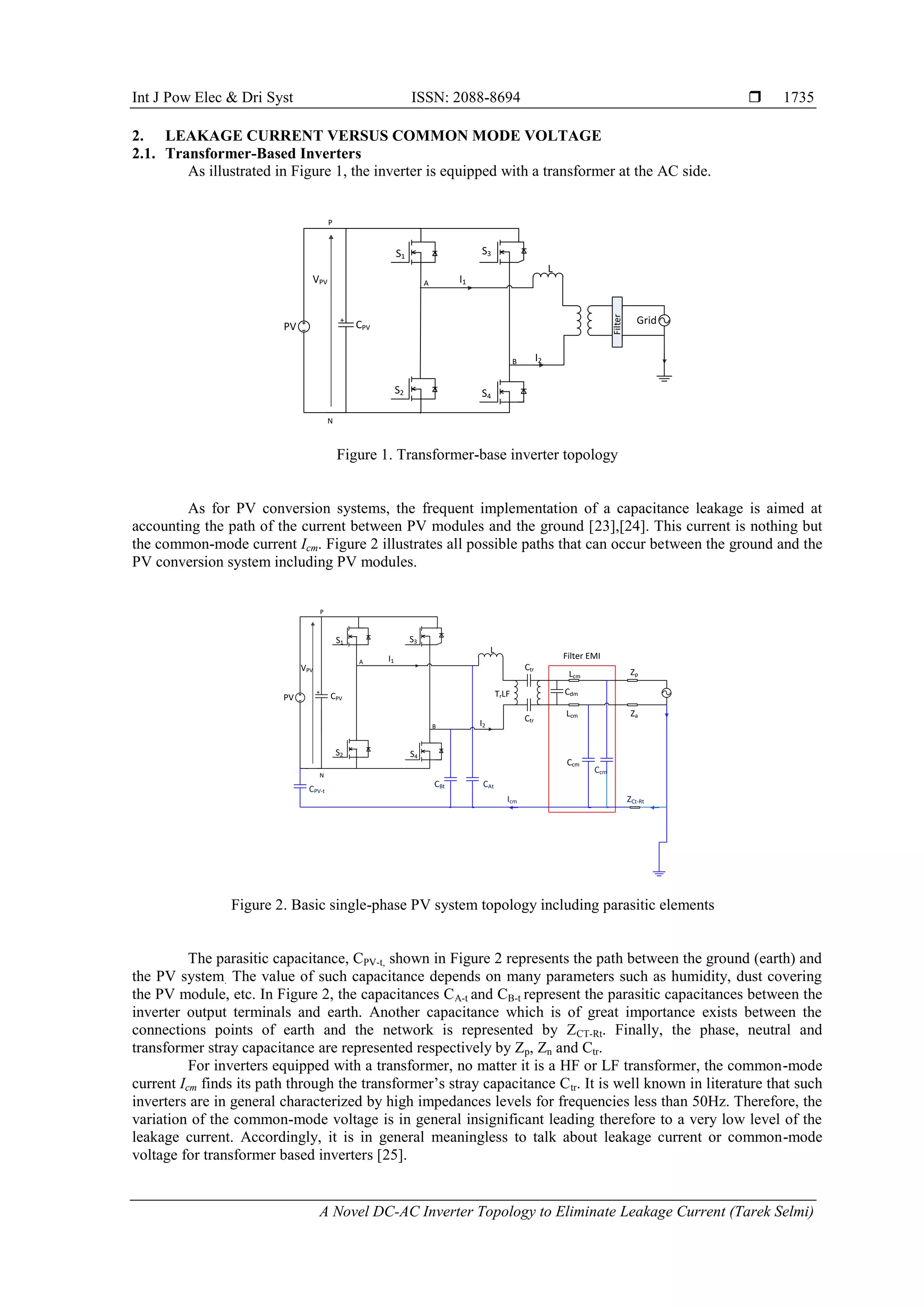 A Novel DC-AC Inverter Topology to Eliminate Leakage Current | PDF