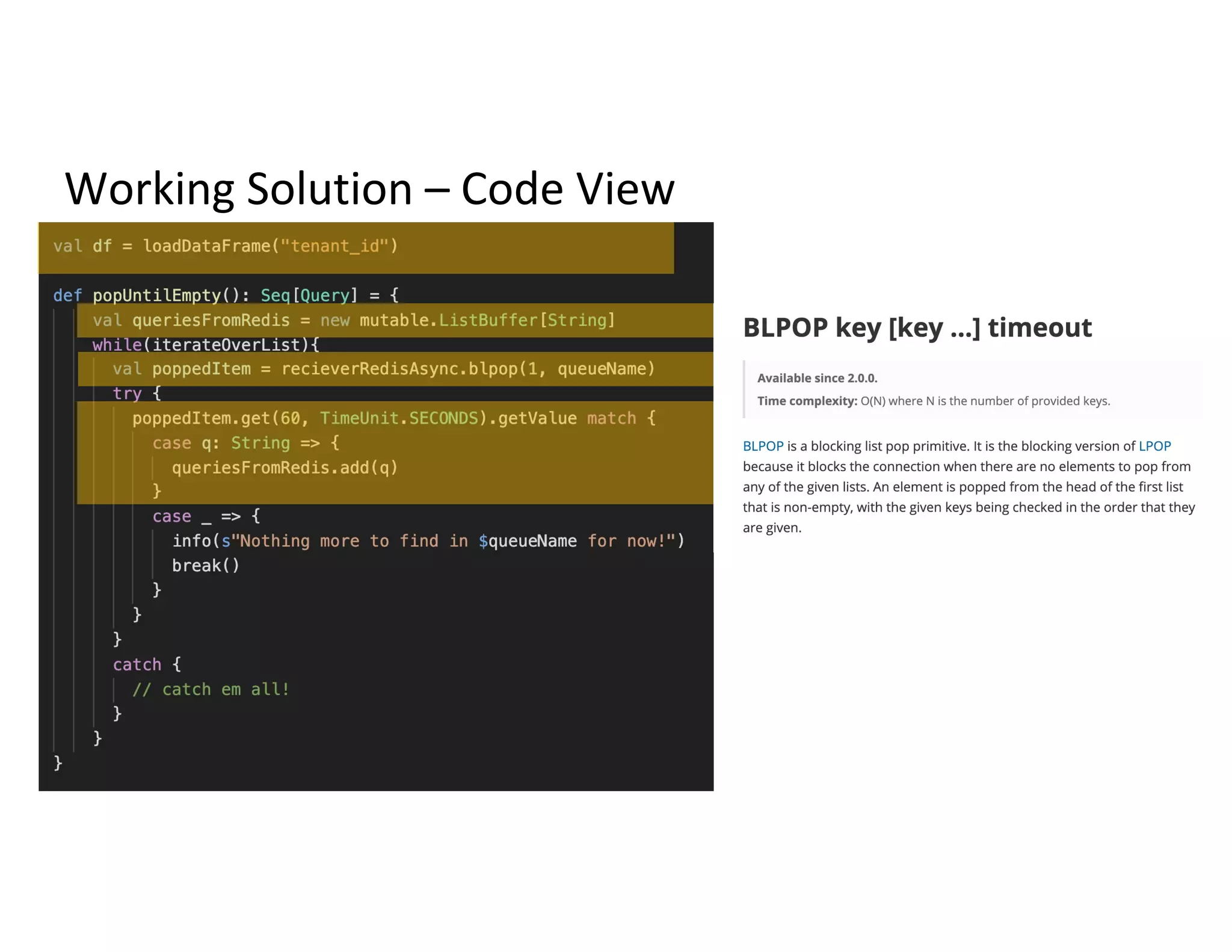 Working Solution – Code View
 