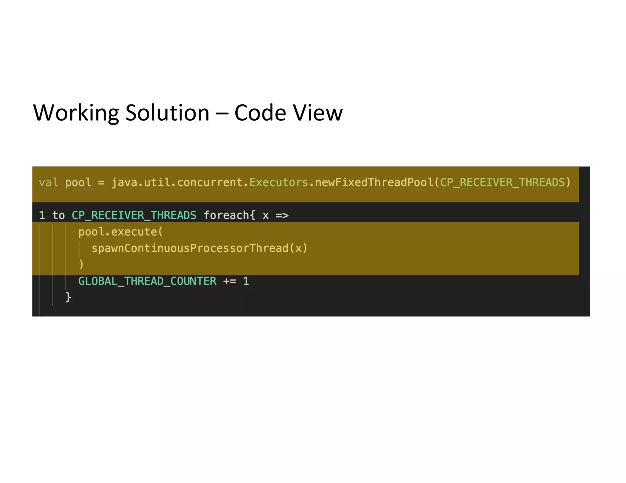 Working Solution – Code View
 