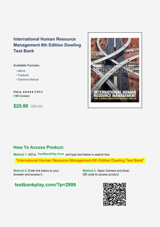 International Human Resource Management 6th Edition Dowling Test Bank ...