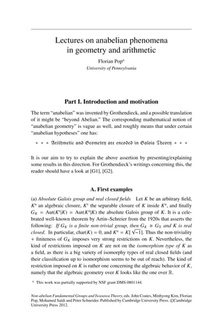 Non abelian Fundamental Groups and Iwasawa Theory 1st Edition John ...
