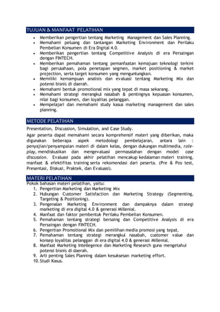 Silabus Training "Effective MARKETING & SALES PLANNING" Perbankan di ...