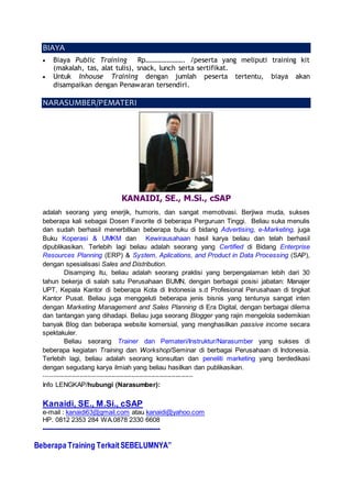 Silabus Training "Effective MARKETING & SALES PLANNING" Perbankan di ...