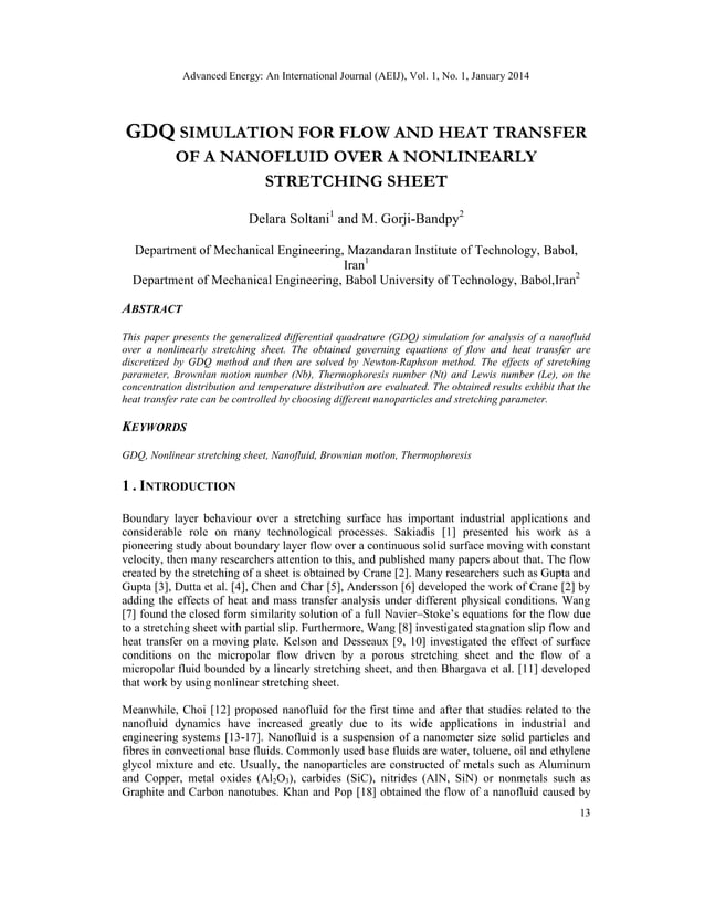 GDQ SIMULATION FOR FLOW AND HEAT TRANSFER OF A NANOFLUID OVER A
