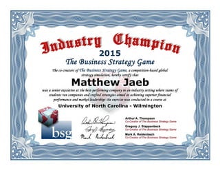 University of North Carolina - Wilmington
Matthew Jaeb
2015
 
