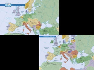 Treaty of VersaillesBritain, France oppose Wilson; want to punish GermanyTreaty of Versaillescreates League of Nationsblames Germans for war, forces Germany to pay damages to nationsLeague to rule German coloniesVersailles treaty changes the look of EuropeAustria, Bulgaria, Ottoman all loseNew countries created in southeastern Europe; Russia gives up land