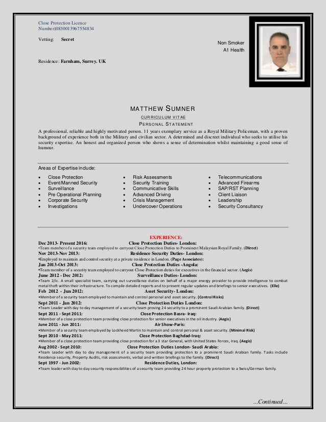 Cv writing service for close protection