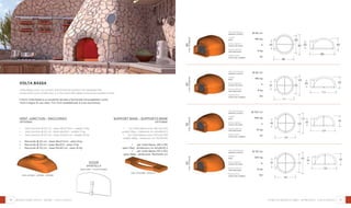 30 31
Ø 80 cm
180 kg
3
6 kg
45
internal diameter
diametro interno
weight
peso
pizza capacity
numero di pizze
bread capacity
infornata pane
heating time
minuti per scaldare
Ø 90 cm
190 kg
4
8 kg
50
internal diameter
diametro interno
weight
peso
pizza capacity
numero di pizze
bread capacity
infornata pane
heating time
minuti per scaldare
Ø 100 cm
300 kg
5
10 kg
55
internal diameter
diametro interno
weight
peso
pizza capacity
numero di pizze
bread capacity
infornata pane
heating time
minuti per scaldare
Ø 110 cm
320 kg
6
12 kg
60
internal diameter
diametro interno
weight
peso
pizza capacity
numero di pizze
bread capacity
infornata pane
heating time
minuti per scaldare
80
cod.fe0080vb
93
cod.fe0093vb
101
cod.fe0101vb
110
cod.fe0110vb
44
99
90
80
25
99
49
25
111
53
44
111
102
90
30
124
50
48
124
112
100
30
130
50
48
130
122
110
forni in refrattario - domestici - volta bassa
VOLTA BASSA
Volta Bassa oven is a current and functional product but designed like
wood-fired ovens of the past. It is the most affordable among the modular ovens.
Il forno Volta Bassa è un prodotto attuale e funzionale ma progettato come
i forni a legna di una volta. Tra i forni prefabbricati è il più economico.
Door
SPORTELLO
(included - in dotazione)
VENT JUNCTION - RACCORDO
OPTIONAL
•	 Vent junction Ø 20 cm - base 46x27,5cm - weight 9 kg
•	 Vent junction Ø 25 cm - base 46x32,5 - weight 11 kg
•	 Vent junction Ø 30 cm - base 50x40 cm - weight 16 kg
•	 Raccordo Ø 20 cm - base 46x27,5cm - peso 9 kg
•	 Raccordo Ø 25 cm - base 46x32,5 - peso 11 kg
•	 Raccordo Ø 30 cm - base 50x40 cm - peso 16 kg
SUPPORT BASE - SUPPORTO BASE
OPTIONAL
•	 for Volta Bassa oven (80 and 93)
weight 10kg - measures cm 42x26x10 h
•	 for Volta Bassa oven (101 and 110)
weight 26kg - measures cm 76x31x10h
•	 per Volta Bassa (80 e 93)
peso 10kg - dimensioni cm 42x26x10 h
•	 per Volta Bassa (101 e 110)
peso 26kg - dimensioni 76x31x10h cm
Refractory ovens - home - volta bassa
cod. afd200 - afd250 - afd300
cod. afdc080 - afdcfft
 