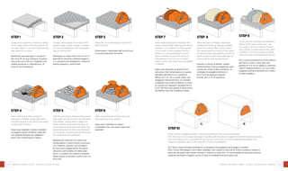 42 43
STEP7
After wetting the joints between the
various pieces that make up the dome,
spread 5 cm of Refrax on the outside.
If you want to have greater thermal
inertia, it is recommended to cast a
layer of Refrax all over the dome of
a thickness of up to 6 cm. In larger
ovens, a thin wire mesh must be added
to Refrax.
Dopo aver bagnato le giunture tra i
vari pezzi che compongono la cupola,
stendere all’esterno un cordolo di
Refrax di 5 cm. Se si vuole avere una
maggiore inerzia termica, si consiglia
di gettare uno strato di Refrax su tutta
la cupola con spessore variabile fino a
6 cm. Nei forni più grandi si deve porre
nel Refrax una rete metallica sottile.
STEP 8
After the layer of Refrax, thermally
insulate the oven by placing multiple
layers of ceramic fibre on the dome.
We recommend an initial 2/4 cm layer
of ceramic fiber followed by a 10/15 cm
layer of vermiculite, expanded clay or
rock wool for high temperatures.
Passato lo strato di Refrax, isolare
termicamente il forno poggiando sulla
cupola più strati di fibra ceramica. Si
consiglia di poggiarne almeno 4
da 2,5 cm di spessore oppure
8 strati da 1,3 cm di spessore.
STEP9
If you want to maintain the spherical
shape of the open-view oven, you
can make a 3/4 cm casting of sand
and cement to place above the outer
insulation, on which a layer of metal
mesh has been positioned previously.
Se si vuole mantenere la forma sferica
del forno a vista, si può fare una
gettata di 3-4 cm di sabbia e cemento
sopra l’isolante esterno, su cui è stato
poggiato preventivamente uno strato
di rete metallica.
STEP10
If the oven is installed outside, it must be protected from rain and moisture.
N.B: the oven in the design has been installed with the dome in sight (A) but the finishing touches
vary according to the customers liking (mosaic, brick, etc). It is recommended to always use
fireproof materials, also in the case (B) of built-in installation.
Se il forno viene montato all’esterno, è necessario proteggerlo da pioggia e umidità.
N.B: il forno nel disegno (A) è stato installato con cupola a vista ma le finiture possono variare a
seconda del gusto del cliente (mosaico, mattoni a vista, etc). Si raccomanda di utilizzare sempre
materiali ignifughi e leggeri, anche in caso di installazione ad incasso (B).
forni in refrattario - guida all’installazione
STEP1
Create two supports in masonry about
75 cm high to get a fire floor about 110
cm high. Place a concrete load-bearing
slab about 15 cm thick.
Realizzare due appoggi in muratura
alti circa 75 cm per ottenere un piano
fuoco alto circa 110 cm. Poggiare una
soletta portante in calcestruzzo, di
circa 15 cm di spessore.
STEP2
Create a floor about 15 cm high with
panels made of light cellular concrete
or concrete lightened with expanded
clay or vermiculite.
Realizzare un piano alto circa 15 cm in
pannelli di cemento cellulare leggero
o in calcestruzzo alleggerito, a base di
argilla espansa o vermiculite.
STEP3
Place the sill of the exhaust fume and
then the arch.
Posizionare il davanzale dell’uscita fumi
e successivamente l’archetto.
STEP5
Wet the interstices between the pieces
that make up the fire floor and fill them
with Refrax, taking care to keep the
filling slightly lower than the floor, to
avoid impacts from the oven peel. The
space between the floor and the walls
of the dome should be left undisturbed
and should not be plastered.
Bagnare gli interstizi tra i pezzi che
compongono il piano fuoco e stuccare
con il Refrax, avendo cura di tenere
la stuccatura leggermente più bassa
del piano, per evitare urti della pala
forno. Lo spazio tra il piano e le pareti
della cupola va lasciato vuoto e non va
stuccato.
STEP6
After mounting the dome make sure
the pieces are fully settled.
Dopo aver montato la cupola
controllare che i vari pezzi siano ben
assestati.
STEP4
After wetting the floor, spread a
thin layer of Refrax (page 94) with a
toothed spatula to lay down the pieces
composing the floor.
Dopo aver bagnato il piano, stendere
un leggero strato di Refrax (pag 94)
con spatola dentata per adagiare i
pezzi che compongono il piano.
Refractory ovens - installation guide
A b
 