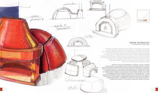 54 55
hidden technology
la tecnologia che non si vede
Optimizing the heating process, reducing consumption and keeping the heat inside.
FornirefTM
technology comes from a careful selection of high quality raw materials.
Alfa Lab has formulated a particular mixture composed of micro and macro elements that
confer high mechanical strength, improve the toughness and ensure the durability
for a long time. From constant research comes the AHTTM
system that takes advantage
of the synergy of different materials that make up the refractory floors. Alfa Ref has realized
for the first ovens with DSTTM
, semispherical dome assembled block. This technology causes
the inside of the combustion chamber there is a perfectly homogeneous surface
that enables a greater fluid air. The irradiation of the dome allow a warming
of the floor 4 times higher than the standard market.
Ottimizza il processo di riscaldamento, riducendo i consumi e mantiene
il calore all’interno. La tecnologia FornirefTM
nasce da un’attenta selezione di materie
prime di alta qualità. Il reparto di Ricerca e Sviluppo Alfa Lab ha formulato una particolare
miscela composta da micro e macro elementi che conferiscono alta resistenza meccanica,
migliorano la tenacità e assicurano la durevolezza nel tempo. Il sistema AHTTM
grazie
alla sinergia di diversi materiali che compongono i piani refrattari permette cotture lente
ed omogenee. Alfa Ref ha realizzato per prima forni con tecnologia DSTTM
, cupola
semisferica assemblabile a blocchi. Questa tecnologia fa si che all’interno della camera di
combustione vi sia una superficie perfettamente omogenea che consente una maggiore
fluidodinamica dell’aria. L’irraggiamento prodotto così dalla cupola conferisce un
riscaldamento del piano 4 volte superiore rispetto allo standard di mercato.
 