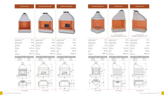 86 87
Ecomax Micro 60
cod: EFMICRO
minimum environment
ambiente minimo
maximum power
potenza massima
heat output
reso termica
flue exit
uscita fumi
weight
peso
air vent
presa d’aria
20
20
82
50
110
62
63
60
82
68
section - sezione
ø 25 cm
ø 20 cm
Ecomax a80
cod: EFREF80
minimum environment
ambiente minimo
maximum power
potenza massima
heat output
reso termica
flue exit
uscita fumi
weight
peso
air vent
presa d’aria
13 m2
14 kw
5 kw
ø 25 cm
220 kg
10X10 cm
25
20
80
50
125
80
70
60
50
section - sezione height - altezza
ø 25 cm 5/7 m
ø 20 cm +7 m
Ecomax a90
cod: ECOA090
minimum environment
ambiente minimo
maximum power
potenza massima
heat output
reso termica
flue exit
uscita fumi
weight
peso
air vent
presa d’aria
13 m2
14 kw
5 kw
ø 25 cm
230 kg
10X10 cm
25
20
90
50
130
section - sezione height - altezza
ø 25 cm 5/7 m
ø 20 cm +7 m
10 m2
12 kw
4 kw
ø 20 cm
120 kg
10X10 cm
4/6 m
+6 m
height - altezza
90
80
50
40
focolari IN refrattariO
Reversible R&L
Focolare reversibile DX e SX
Reversible R&L
Focolare reversibile DX e SX
Ecomax mini
cod: EFMINREF
minimum environment
ambiente minimo
maximum power
potenza massima
heat output
reso termica
flue exit
uscita fumi
weight
peso
air vent
presa d’aria
10 m2
12 kw
4 kw
ø 20 cm
170 kg
10X4 cm
20
20
84
50
120
84
74
5045
section - sezione height - altezza
ø 25 cm 4/5 m
ø 20 cm +5 m
Ecomax Novantino
cod: ECOL091
minimum environment
ambiente minimo
maximum power
potenza massima
heat output
reso termica
flue exit
uscita fumi
weight
peso
air vent
presa d’aria
12 m2
14 kw
5 kw
ø 25 cm
200 kg
15X15 cm
25
20
90
50
116
90
74
5244
section - sezione height - altezza
ø 25 cm 4/5 m
ø 20 cm +5 m
Ecomax Centone
cod: ECOL100
minimum environment
ambiente minimo
maximum power
potenza massima
heat output
reso termica
flue exit
uscita fumi
weight
peso
air vent
presa d’aria
18 m2
25 kw
7 kw
ø 30 cm
310 kg
15X20 cm
30
20
96
50
120
96
80
6254
section - sezione height - altezza
ø 30 cm 5 m
ø 25 cm 5/7 m
refractory hearths
 
