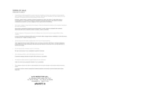 TERMS OF SALE
condizioni di vendita
•	 Customers are kindly requested to verify, during the unloading of carriers, the condition of the goods and
their compliance with transport documents, noting any observations. Complaints at a later stage will not be
accepted. The goods travel at the risk and peril of the customer.
Invitiamo i signori clienti a verificare, durante le operazioni di scarico dei vettori, lo stato della merce e
la rispondenza con i documenti di trasporto annotando eventuali osservazioni. Non saranno accettate
contestazioni successive. La merce viaggia a rischio e pericolo del committente.
•	 Each order is subject to approval by the company. Orders are delivered according to the conditions specified in
our order confirmation.
Ogni ordine è subordinato all’approvazione dell’azienda. Gli ordini vengono consegnati alle condizioni
specificate nella nostra conferma d’ordine. Invitiamo i clienti a verificarla.
•	 In case of rejection of the goods at the time of delivery, the cost of the round-trip transportation will be
charged.
In caso di mancata accettazione della merce al momento della consegna saranno addebitati il costo del servizio
di trasporto per il viaggio di andata e ritorno.
•	 All payments must be made as agreed upon at the time of order placement.
Tutti i pagamenti devono essere effettuati come convenuto al momento dell’ordine: il ritardato pagamento,
indipendentemente dalla motivazione, farà decorrere gli interessi di mora pari al 5% in più del tasso BCE di
sconto, più le spese.
•	 For any dispute the competent court is in Frosinone.
Per ogni controversia il Foro competente è quello di Frosinone.
•	 This catalogue printed in April 2016 replaces all previous ones.
Il presente catalogo stampato ad Aprile 2016 sostituisce i precedenti.
•	 The data and measurements are approximate and not contractual.
I dati e le misure sono puramente indicativi e non contrattuali.
•	 The company reserves the right to make aesthetic and functional changes to its products without previous
notice.
La società si riserva il diritto di apportare modifiche estetiche e funzionali ai propri prodotti anche senza
preavviso.
ALFA REFRATTARI S.R.L.
via Villamagna, 03012 Anagni (FR), ITALY
Tel +39 (0) 775.7821 - Fax +39 (0) 775.782238
info@alfa1977.it - 800.77.77.30
alfa1977.it
 
