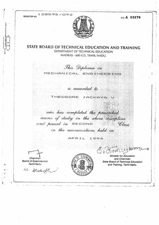 Diploma in Mechanical engineering Certificate