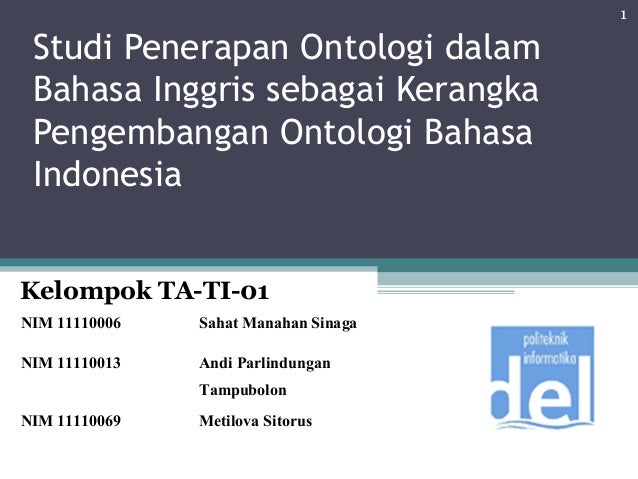 Studi Penerapan Ontologi Dalam Bahasa Inggris Sebagai Kerangka