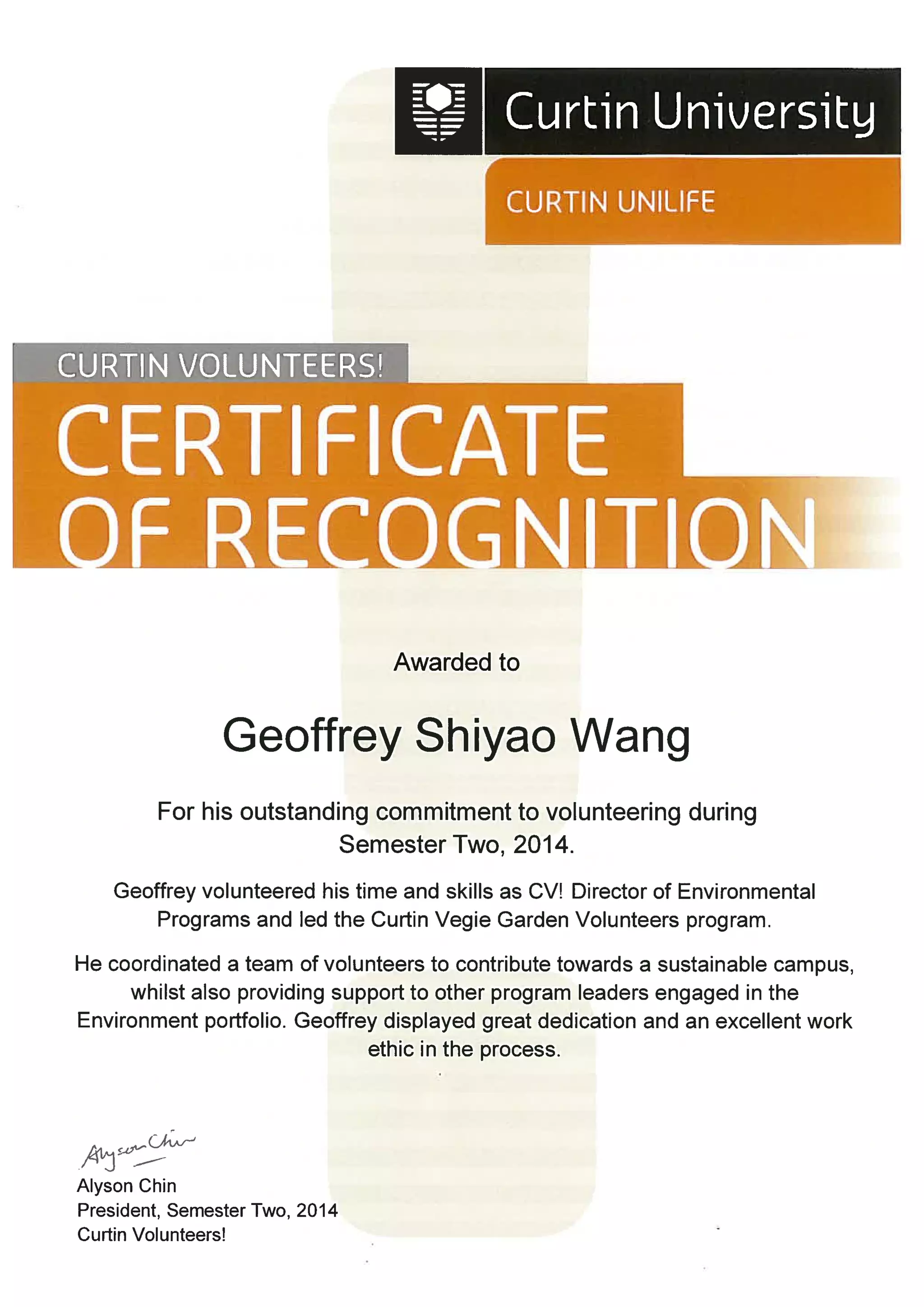 Volunteering Certificate PDF