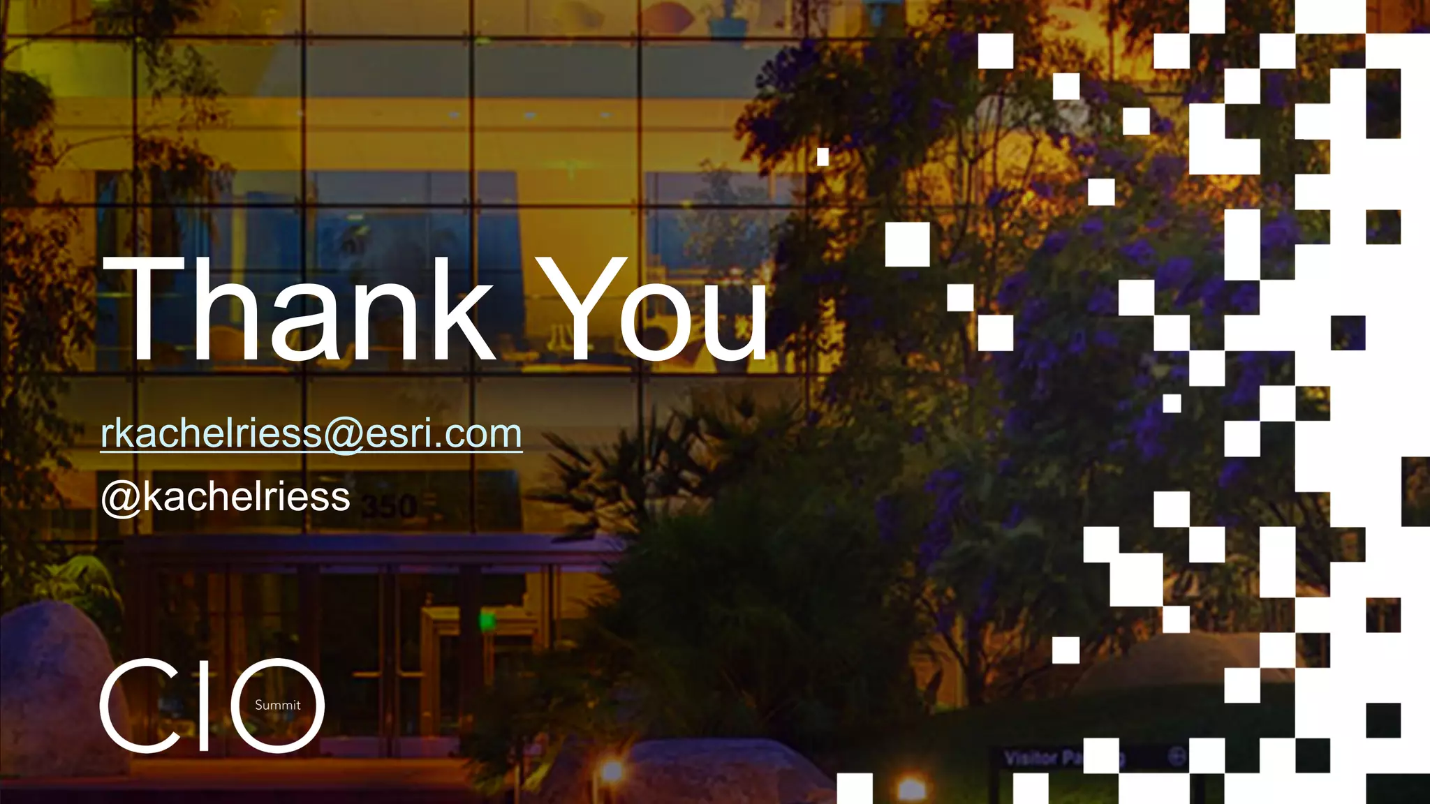 Thank You
rkachelriess@esri.com
@kachelriess
 