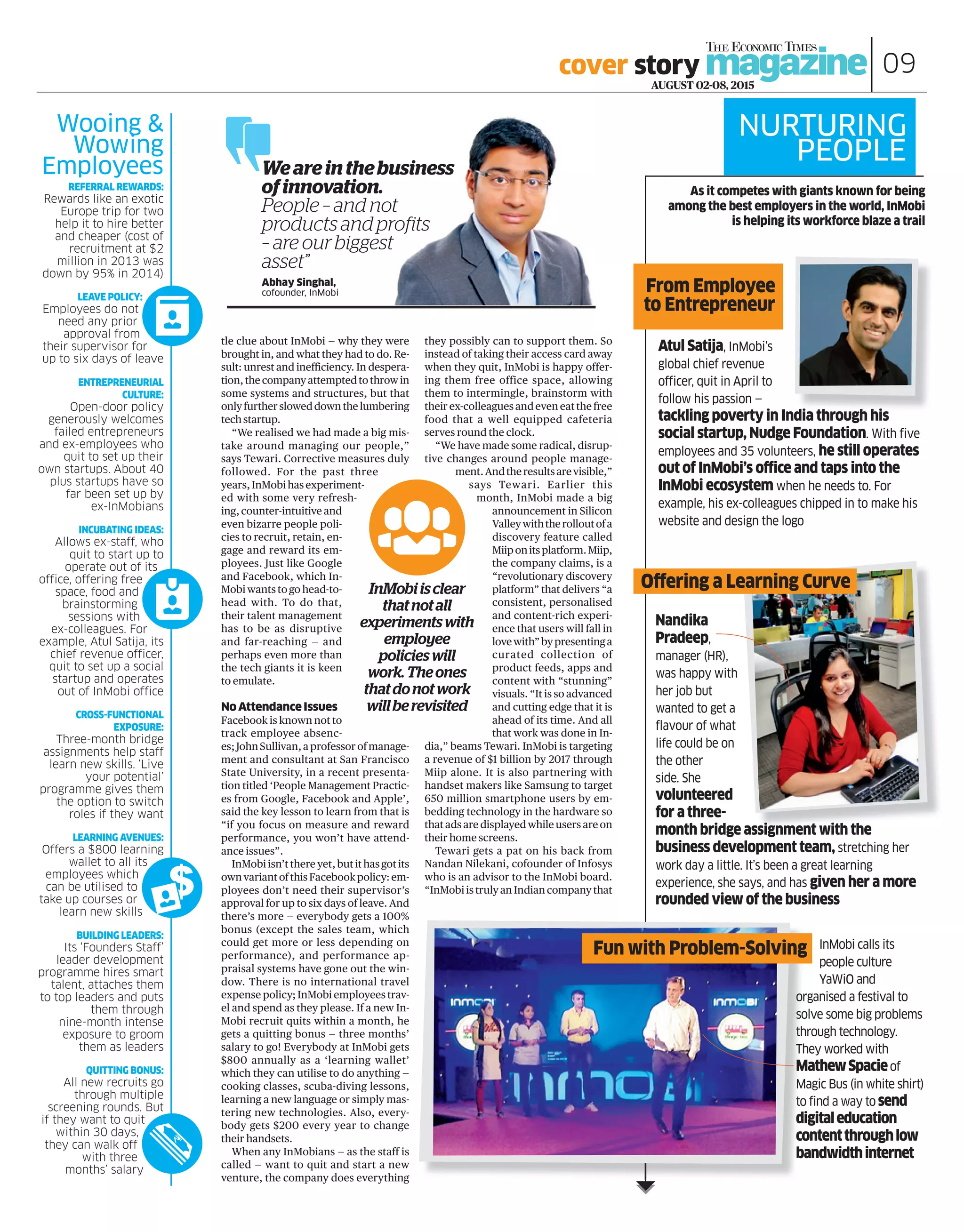 InMobi - Most Innovative Indian Company - ET Aug 2015 | PDF