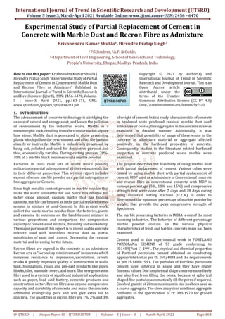 Experimental Study of Partial Replacement of Cement in Concrete with ...