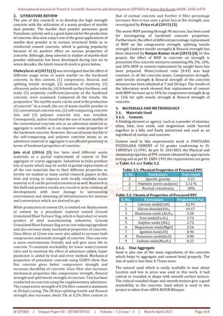 Experimental Study of Partial Replacement of Cement in Concrete with ...