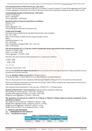 Experimental Study of Partial Replacement of Cement in Concrete with ...