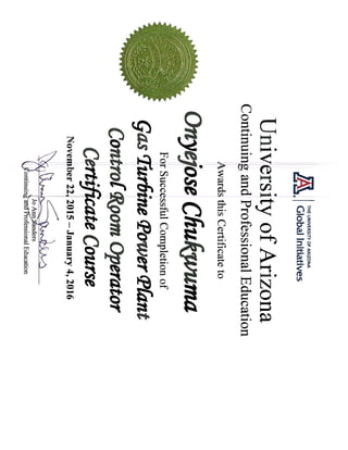 Chukwuma, O - certificate
