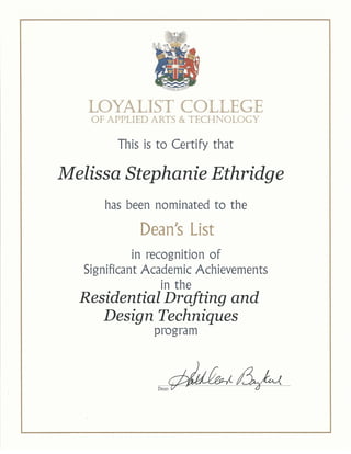 1. - Residential Drafting and Design - Dean's Lsit
