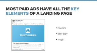 MOST PAID ADS HAVE ALL THE KEY 
ELEMENTS OF A LANDING PAGE 
Headline 
Body copy 
Image 
 
