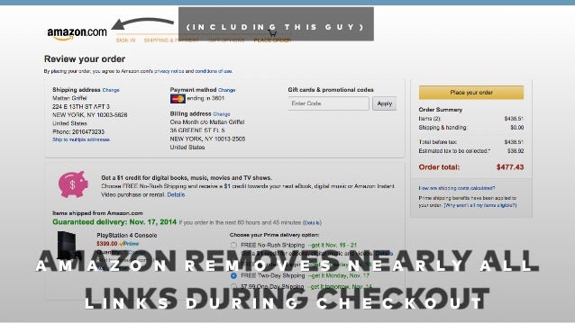 Amazon removes all links that lead outwards in checkout