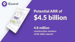 Poten0al  ARR  of   
$4.5  billion
4.8  million   
construc:on  workers  
write  daily  reports
 