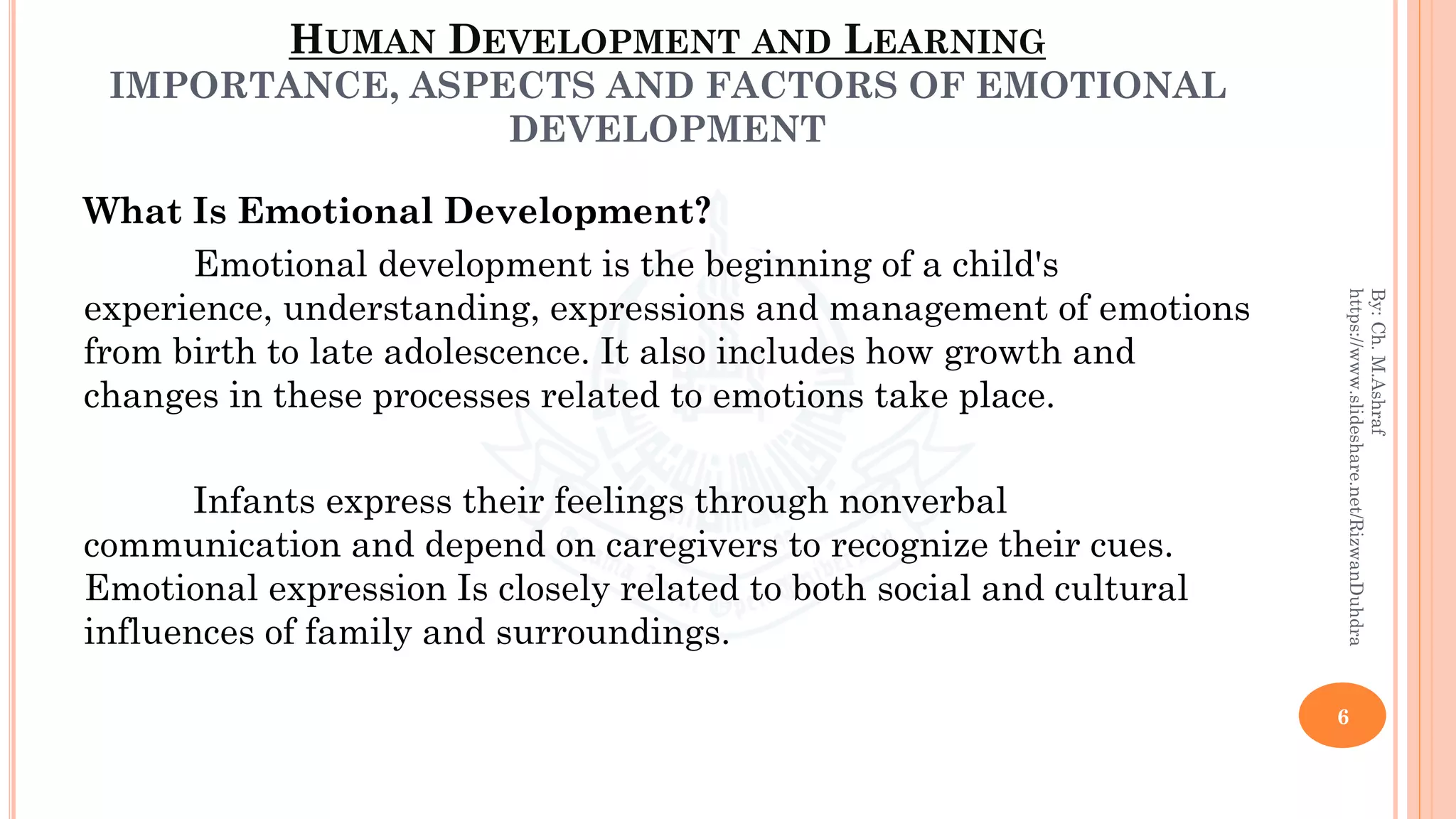 IMPORTANCE, ASPECTS AND FACTORS OF EMOTIONAL DEVELOPMENT | PDF