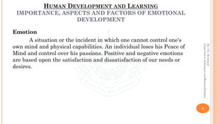IMPORTANCE, ASPECTS AND FACTORS OF EMOTIONAL DEVELOPMENT | PDF