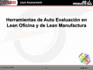 4 LSSBB Wk1
Air Products material
Lean Assessment
Herramientas de Auto Evaluación en
Lean Oficina y de Lean Manufactura
 