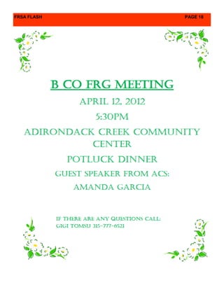 FRSA FLASH   PAGE 18
 