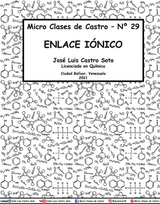 José Luis Castro Soto
Licenciado en Química
Ciudad Bolívar, Venezuela
2021
Micro Clases de Castro – Nº 29
ENLACE IÓNICO
1
 