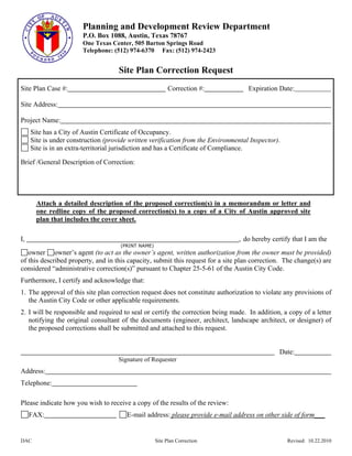 29 site plan_correction_form | PDF | Law