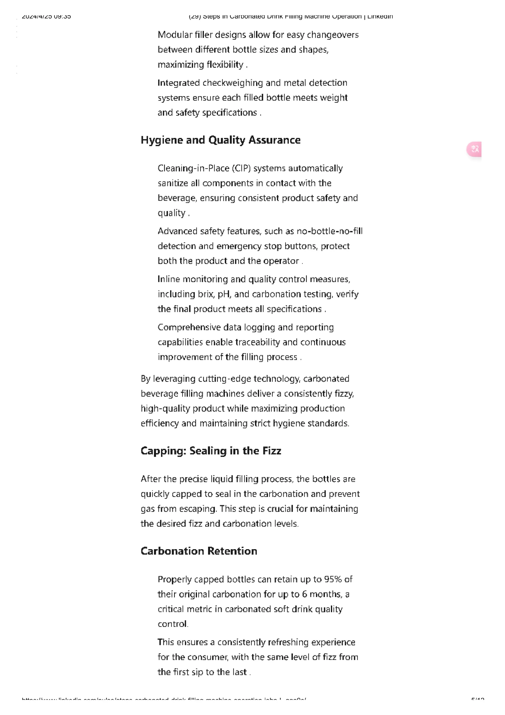 Steps In Carbonated Drink Filling Machine Operation