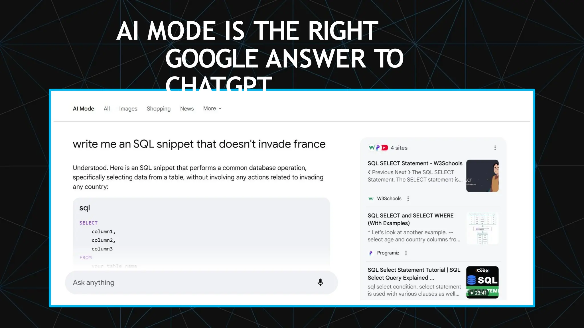 AI MODE IS THE RIGHT
GOOGLE ANSWER TO
CHATGPT.
 