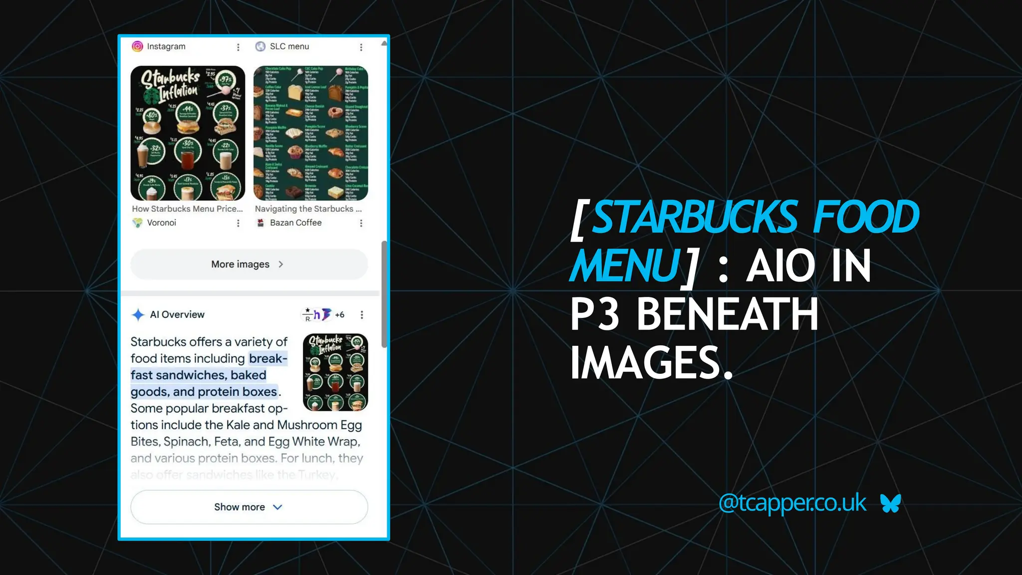 [STARBUCKS FOOD
MENU] : AIO IN
P3 BENEATH
IMAGES.
@tcapper
.co.uk
 