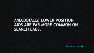 ANECDOTALLY, LOWER POSITION
AIOS ARE FAR MORE COMMON ON
SEARCH LABS.
@tcapper
.co.uk
 