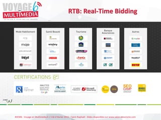 #VEM6 - Voyage en Multimédia 4 | 5 & 6 Février 2015 | Saint-Raphaël - Slides disponibles sur www.salon-etourisme.com
Santé Beauté
Banque
Assurances AutresMode Habillement
CERTIFICATIONS
RTB: Real-Time Bidding
Tourisme
 