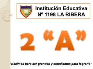 Institución Educativa Nº 1198 LA RIBERA 2 “A” “Nacimos para ser grandes y estudiamos para lograrlo” 