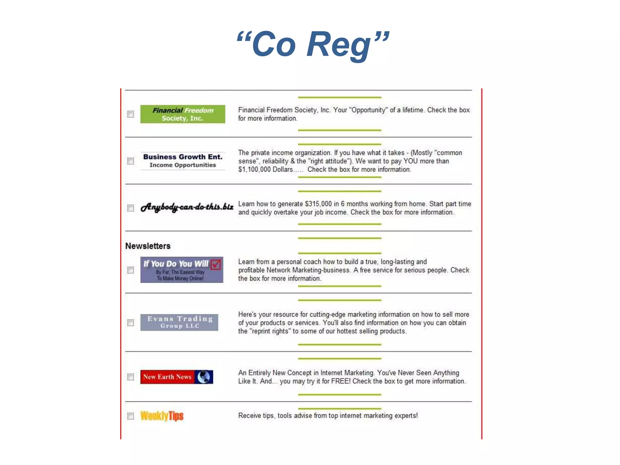 “Co Reg”
 