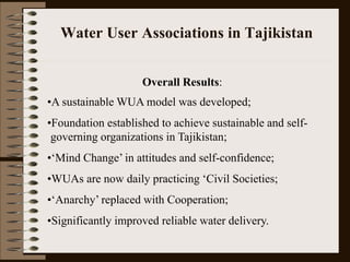 Water User Association and Governance: The Example of Tajikistan