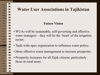 Water User Association and Governance: The Example of Tajikistan