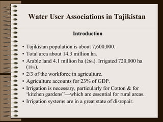Water User Association and Governance: The Example of Tajikistan