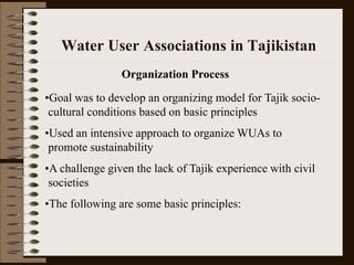Water User Association and Governance: The Example of Tajikistan